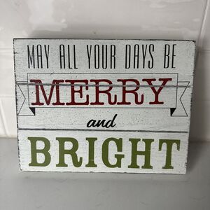 Merry And Bright Christmas Wood Sign Holiday Decor